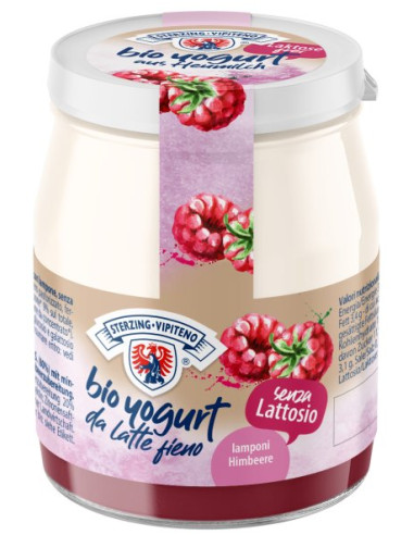 JOGURT MALINOWY Z MLEKA SIENNEGO BEZ LAKTOZY BEZGLUTENOWY BIO 150 g (SŁOIK) - STERZING-VIPITENO