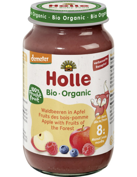 JABŁKO - OWOCE LEŚNE BEZ DODATKU CUKRÓW OD 8 MIESIĄCA DEMETER BIO 220 g (SŁOIK) - HOLLE