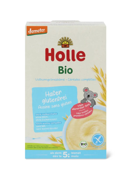 KASZKA OWSIANA PEŁNOZIARNISTA BEZ DODATKU CUKRÓW BEZGLUTENOWA OD 5 MIESIĄCA DEMETER BIO 250 g - HOLLE