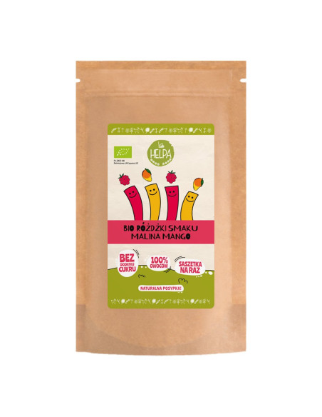 RÓŻDŻKI SMAKU MIX MALINA - MANGO (LIOFILIZOWANE OWOCE) BIO (10 x 2 g) 20 g - HELPA