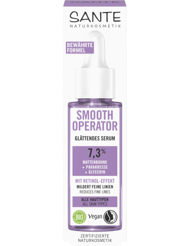 SERUM DO TWARZY WYGŁADZAJĄCE Z EFEKTEM RETINOLU 7,3 % - VIGNA ACONITIFOLIA, PARAKRES I GLICERYNA ECO 30 ml - SANTE