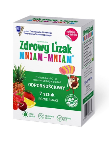LIZAKI MIX SMAKÓW NA ODPORNOŚĆ BEZ CUKRU BEZGLUTENOWY (7 szt.) 42 g - ZDROWY LIZAK (MNIAM MNIAM)