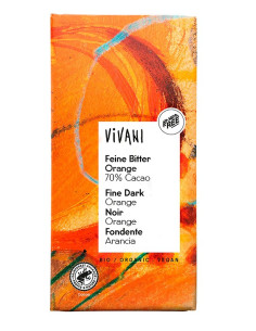 CZEKOLADA GORZKA O SMAKU POMARAŃCZOWYM BIO 80 g - VIVANI