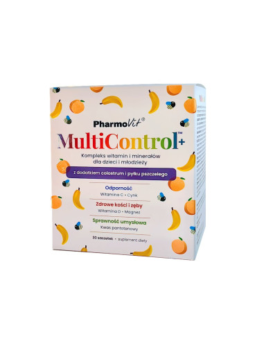 MULTIWITAMINA (MULTICONTROL) DLA DZIECI I MŁODZIEŻY BEZGLUTENOWA 30 SASZETEK - PHARMOVIT