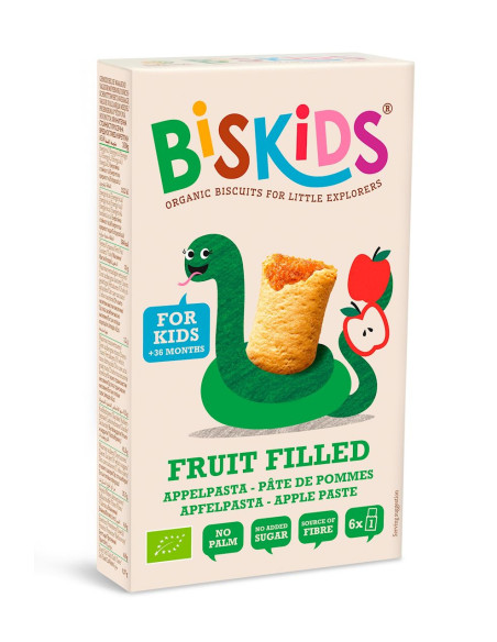 CIASTECZKA Z NADZIENIEM JABŁKOWYM OD 3 ROKU BIO 120 g - BISKIDS