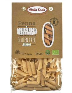 MAKARON (RYŻOWY RAZOWY) PENNE BEZGLUTENOWY BIO 250 g - DALLA COSTA