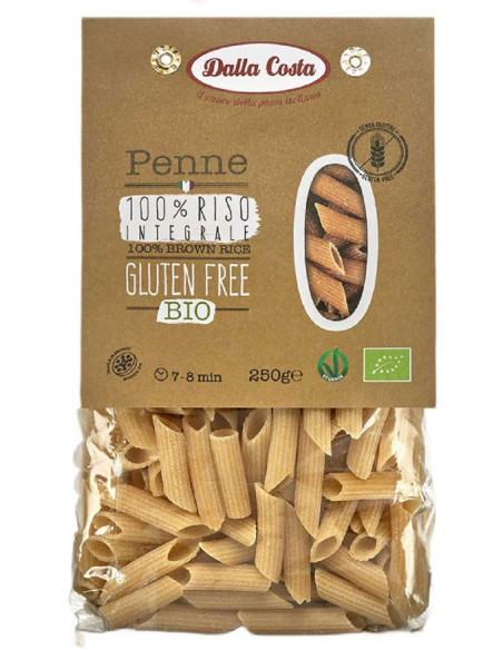 MAKARON (RYŻOWY RAZOWY) PENNE BEZGLUTENOWY BIO 250 g - DALLA COSTA