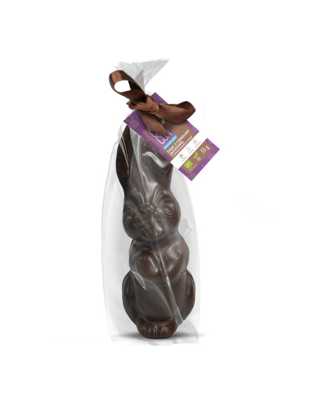 ZAJĄC Z CZEKOLADY JAGODOWEJ Z WITAMINĄ C Z ACEROLI BEZ DODATKU CUKRÓW BIO 55 g - COCOA (PRODUKT SEZONOWY)