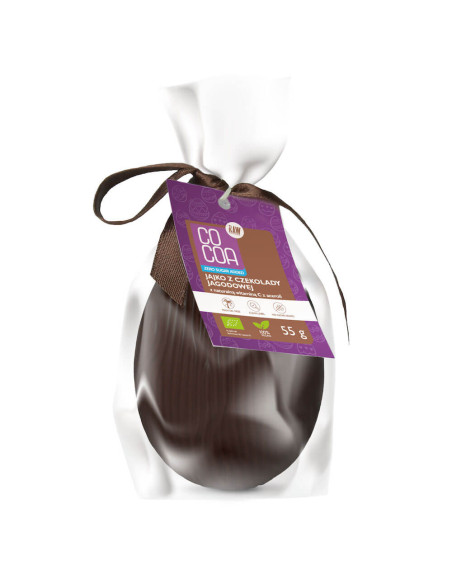 JAJKO Z CZEKOLADY JAGODOWEJ Z WITAMINĄ C Z ACEROLI BEZ DODATKU CUKRÓW BIO 55 g - COCOA (PRODUKT SEZONOWY)