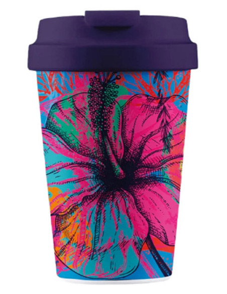 KUBEK PODRÓŻNY KOLOROWY OGRÓD 350 ml - CHIC-MIC