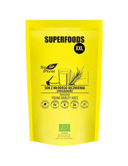 SOK Z MŁODEGO JĘCZMIENIA SPROSZKOWANY BIO 500 g - BIO PLANET SUPERFOODS