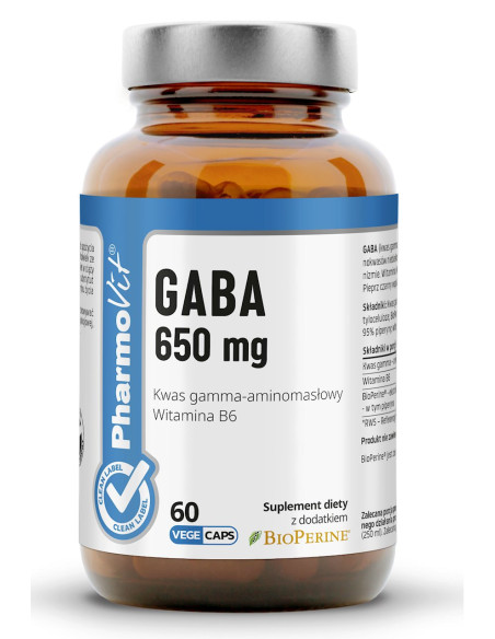 GABA (650 mg) BEZGLUTENOWA 60 KAPSUŁEK - PHARMOVIT (CLEAN LABEL)