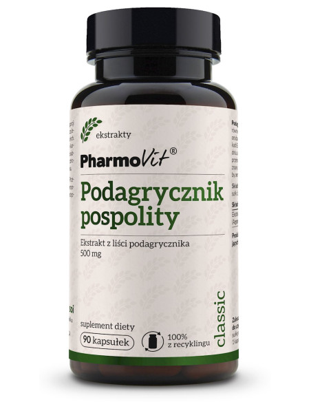 PODAGRYCZNIK POSPOLITY EKSTRAKT (450 mg) BEZGLUTENOWY 90 KAPSUŁEK - PHARMOVIT (CLASSIC)