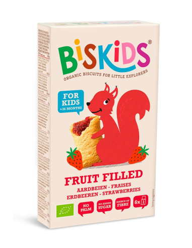 CIASTECZKA Z NADZIENIEM TRUSKAWKOWYM OD 3 ROKU BIO 120 g - BISKIDS