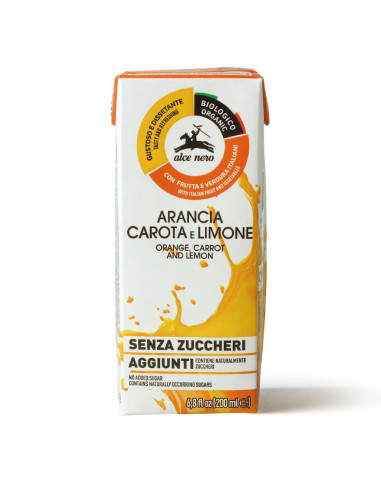 NAPÓJ POMARAŃCZA - MARCHEW - CYTRYNA BEZ DODATKU CUKRÓW BIO 200 ml - ALCE NERO
