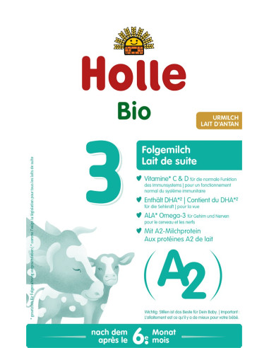 MLEKO A2 KROWIE 3 NASTĘPNE DLA NIEMOWLĄT PO 6 MIESIĄCU BIO 400 g - HOLLE
