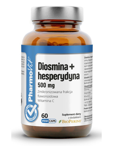 DIOSMINA + HESPERYDYNA BEZGLUTENOWA 60 KAPSUŁEK - PHARMOVIT (CLEAN LABEL)