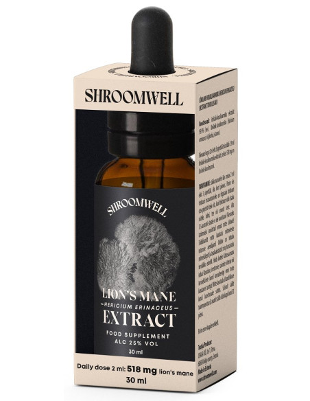 GRZYBY SOPLÓWKA JEŻOWATA (LION'S MANE) EKSTRAKT W KROPLACH 30 ml - SHROOMWELL