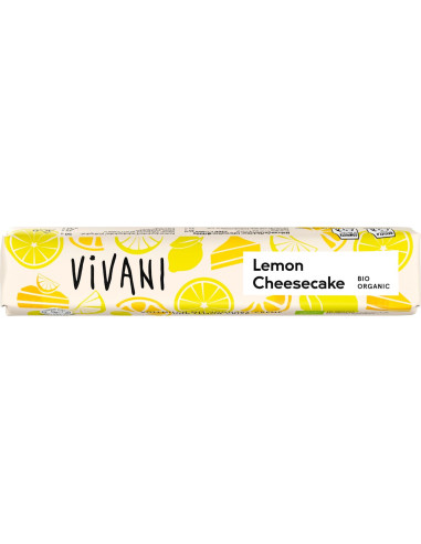 BATON MLECZNA CZEKOLADA Z NADZIENIEM SERNIK CYTRYNOWY BIO 40 g - VIVANI