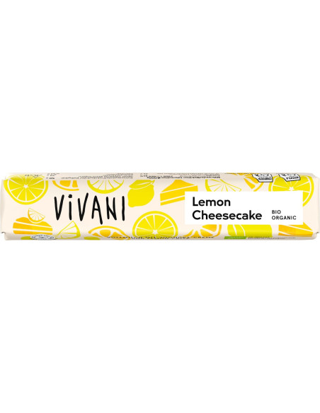 BATON MLECZNA CZEKOLADA Z NADZIENIEM SERNIK CYTRYNOWY BIO 40 g - VIVANI
