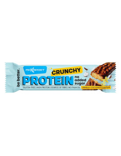 BATON PROTEINOWY CRUNCHY O SMAKU KOKOSA I WANILII W CZEKOLADZIE MLECZNEJ BEZ DODATKU CUKRÓW BEZGLUTENOWY 40 g - MAXSPORT