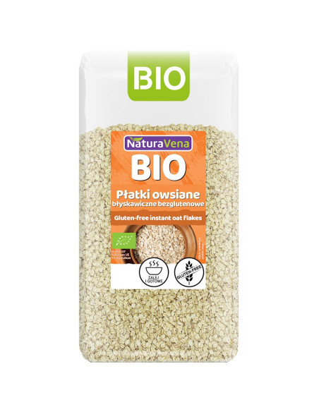 PŁATKI OWSIANE BŁYSKAWICZNE BEZGLUTENOWE BIO 300 g - NATURAVENA