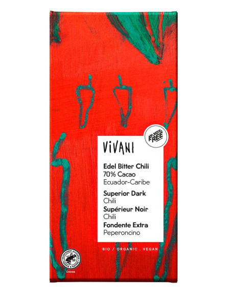 CZEKOLADA GORZKA Z CHILI BIO 80 g - VIVANI
