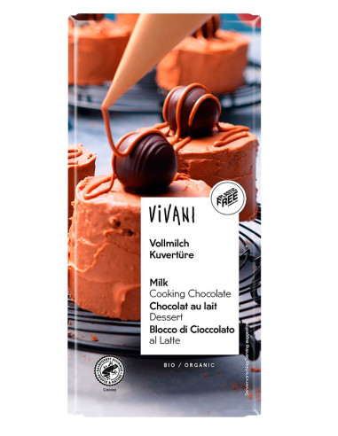 CZEKOLADA KUWERTURA MLECZNA DO GOTOWANIA BIO 150 g - VIVANI