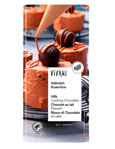 CZEKOLADA KUWERTURA MLECZNA DO GOTOWANIA BIO 150 g - VIVANI