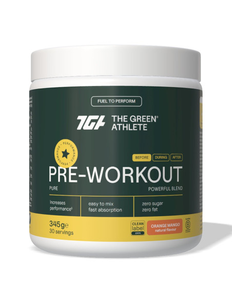 PRE-WORKOUT O SMAKU POMARAŃCZY I MANGO BEZGLUTENOWA 345 g - THE GREEN ATHLETE