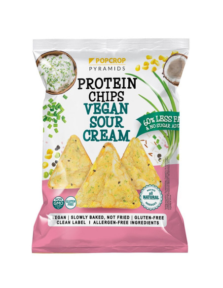 CHRUPKI PIRAMIDKI PROTEINOWE O SMAKU KWAŚNEJ ŚMIETANY ZE SZCZYPIORKIEM BEZGLUTENOWE 60 g - POPCROP