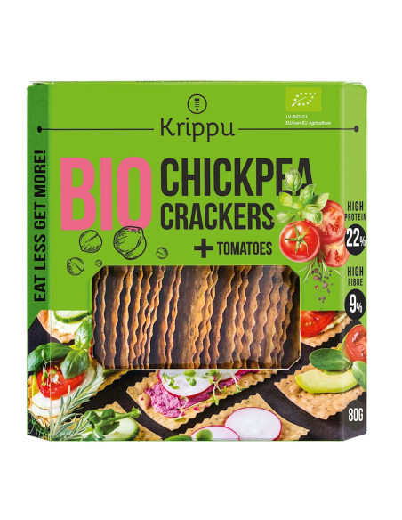 KRAKERSY PROTEINOWE Z CIECIERZYCY Z POMIDOREM BIO 80 g - KRIPPU
