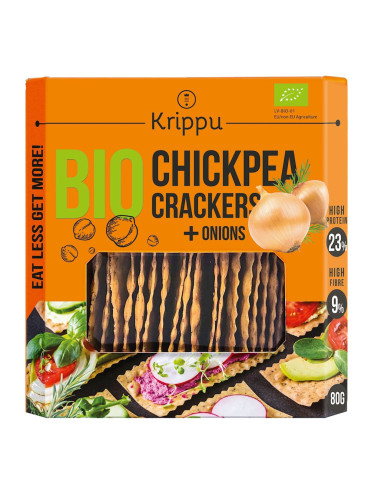 KRAKERSY PROTEINOWE Z CIECIERZYCY Z CEBULĄ BIO 80 g - KRIPPU