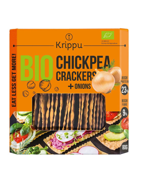 KRAKERSY PROTEINOWE Z CIECIERZYCY Z CEBULĄ BIO 80 g - KRIPPU