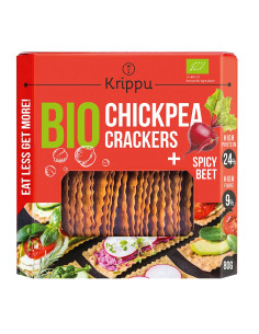 KRAKERSY PROTEINOWE Z CIECIERZYCY PIKANTNE Z BURAKIEM BIO 80 g - KRIPPU
