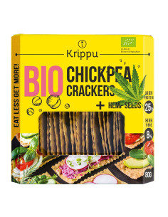 KRAKERSY PROTEINOWE Z CIECIERZYCY Z NASIONAMI KONOPI BIO 80 g - KRIPPU