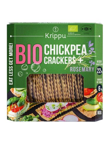 KRAKERSY PROTEINOWE Z CIECIERZYCY Z ROZMARYNEM BIO 80 g - KRIPPU
