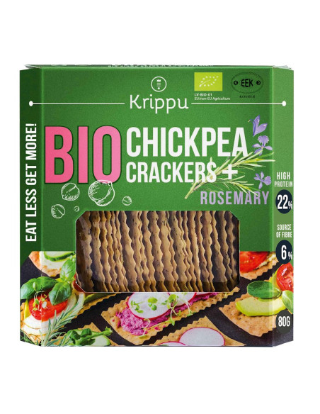 KRAKERSY PROTEINOWE Z CIECIERZYCY Z ROZMARYNEM BIO 80 g - KRIPPU