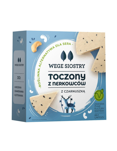 WEGAŃSKA ALTERNATYWA SERA Z ORZECHÓW NERKOWCA Z CZARNUSZKĄ BEZGLUTENOWA 140 g - WEGE SIOSTRY
