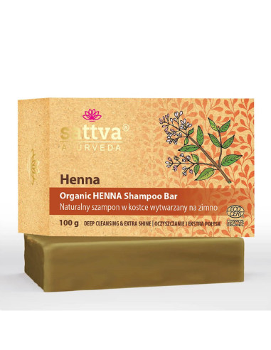 SZAMPON DO WŁOSÓW W KOSTCE Z HENNĄ ECO 100 g - SATTVA (AYURVEDA)