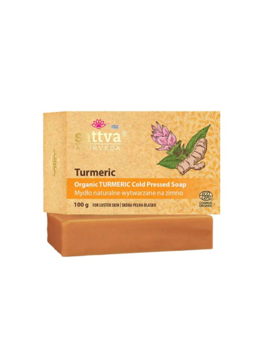 MYDŁO W KOSTCE DO CIAŁA KURKUMA ECO 100 g - SATTVA (AYURVEDA)