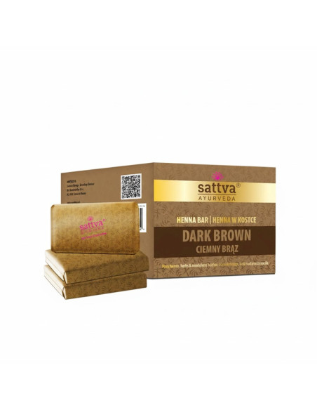 HENNA CIEMNY BRĄZ W KOSTCE ECO (3 x 80 g) 240 g - SATTVA (AYURVEDA)
