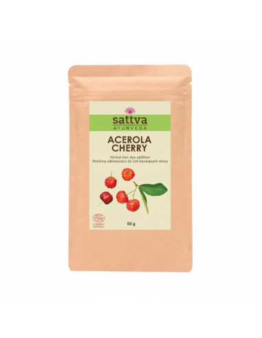 ZAKWASZACZ ROŚLINNY DO ZIÓŁ BARWIĄCYCH WŁOSY ACEROLA CHERRY ECO 50 g - SATTVA (AYURVEDA)