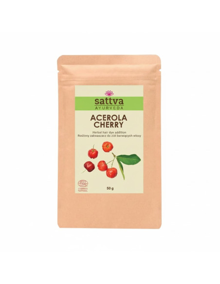 ZAKWASZACZ ROŚLINNY DO ZIÓŁ BARWIĄCYCH WŁOSY ACEROLA CHERRY ECO 50 g - SATTVA (AYURVEDA)