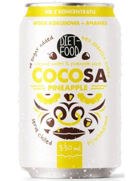 WODA KOKOSOWA Z SOKIEM Z ANANASA 330 ml - DIET-FOOD (COCOSA)