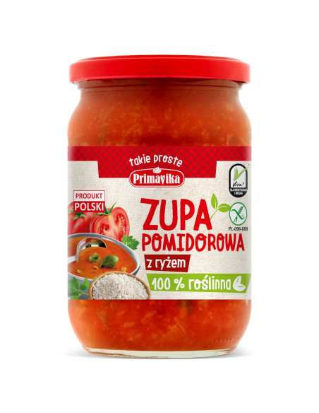 ZUPA POMIDOROWA Z RYŻEM BEZGLUTENOWA 700 g - PRIMAVIKA