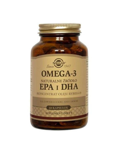 Omega 3 natur żródło EPA i DHA koncentrat oleju rybiego - 60kaps - Solgar