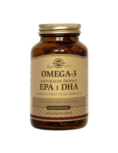 Omega 3 natur żródło EPA i DHA koncentrat oleju rybiego - 60kaps - Solgar