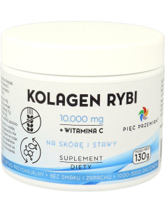 KOLAGEN RYBI + WITAMINA C W PROSZKU BEZGLUTENOWY 130 g - PIĘĆ PRZEMIAN