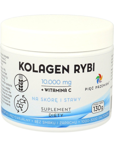 KOLAGEN RYBI + WITAMINA C W PROSZKU BEZGLUTENOWY 130 g - PIĘĆ PRZEMIAN
